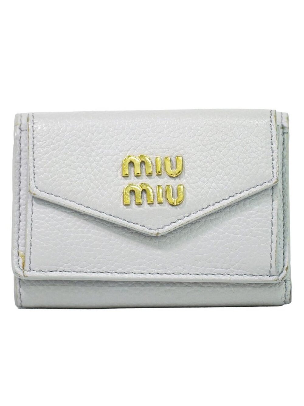 Miu Miu Vitello Daino Leather Trifold Folded Wallet Compact Gray